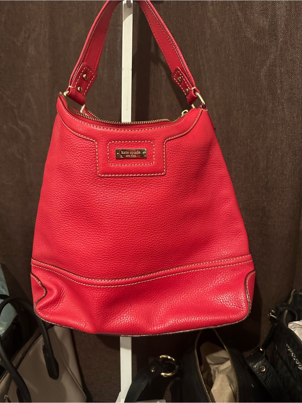 kate spade Red Pebbled Leather Shoulder Bag